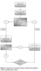 Figure 2. Algorithm for guiding decision making during difficult urinary catheterization cases.