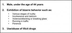 Figure 3. Profile of individual at high risk for sudden in-custody death event