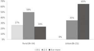 Figure 3. Total number of intimate partner violence (IPV) services in rural vs. urban emergency departments (N=55).